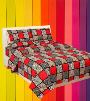 Deeksha Textiles 141 TC Cotton Double Geometric Flat Bedsheet(Pack of 1, Grey)