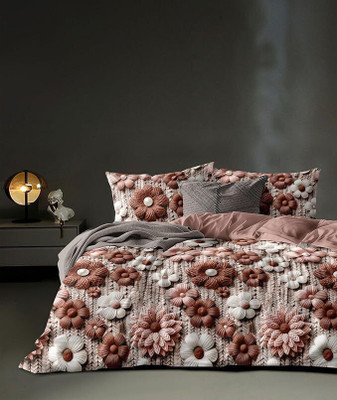 Newlife Creations Cotton King Flat 300 TC Floral Bedsheet(Pack of 1, Maroon)
