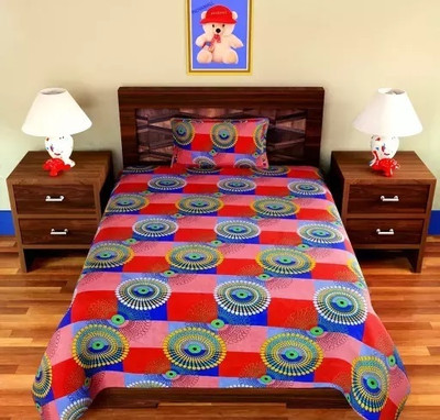 LA MANTTA 140 TC Polycotton Single Printed Flat Bedsheet(Pack of 1, Multicolor)
