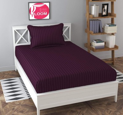 Freshfromloom 144 TC Microfiber Single Striped Flat Bedsheet(Pack of 1, Wine)