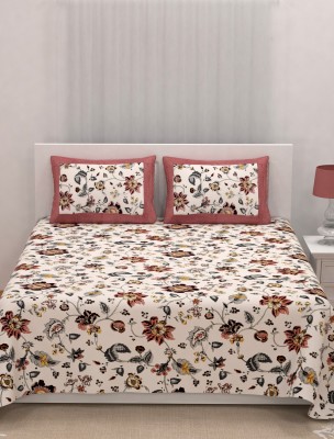Yuvaan Enterprises 180 TC Cotton Single Floral Flat Bedsheet(Pack of 1, Pink)