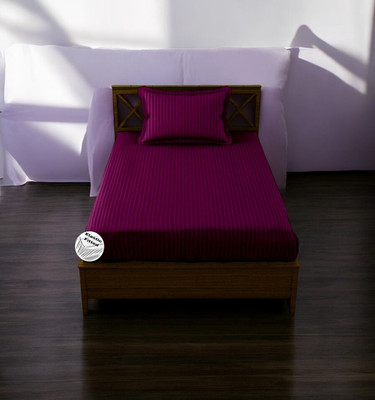 HOMYBEES Cotton Single Fitted (Elastic) 110 TC Abstract Bedsheet(Pack of 1, Purple)