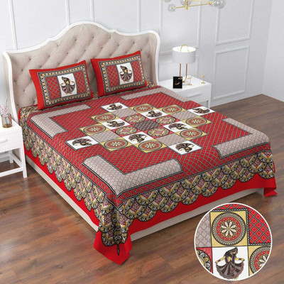 DHAKAD Cotton Double Flat 144 TC Animal Bedsheet(Pack of 1, Grey)