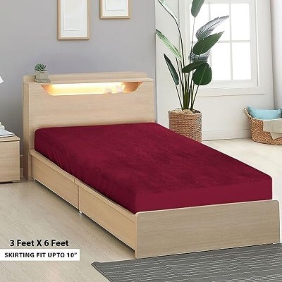 On Shiv 110 TC Cotton Single Solid Fitted (Elastic) Bedsheet(Pack of 1, Maroon)
