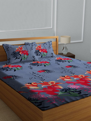 Decorum 180 TC Polycotton Double 3D Printed Flat Bedsheet(Pack of 1, Multicolor)