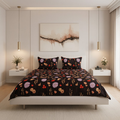 SCHp Woolen, Velvet Double Flat 240 TC Printed Bedsheet(Pack of 1, B_48)