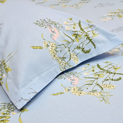 haus & kinder 186 TC Cotton Single Printed Flat Bedsheet(Pack of 1, Blue)