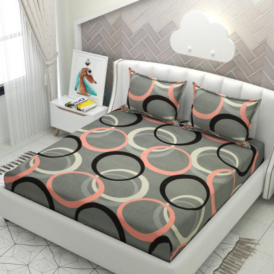 Flipkart SmartBuy 240 TC Microfiber Double Abstract Flat Bedsheet(Pack of 1, Grey)