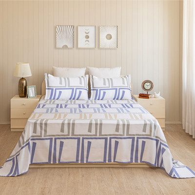 HOMEMONDE Cotton Single Flat 210 TC Printed Bedsheet(Pack of 1, Modern Maze)