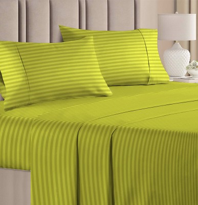 VAS COLLECTIONS 220 TC Cotton Double Striped Flat Bedsheet(Pack of 1, Solid Green)