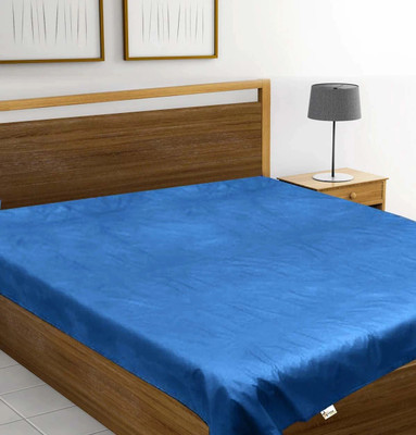 FORMONIK 200 TC Polyester Double Solid Flat Bedsheet(Pack of 1, Blue)