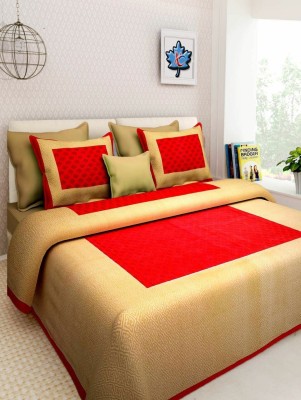 E ELMA 250 TC Cotton Double Printed Flat Bedsheet(Pack of 1, Red)