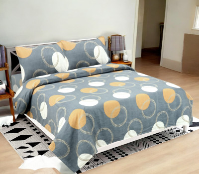 Hazal 180 TC Cotton King 3D Printed Flat Bedsheet(Pack of 1, Multicolor)