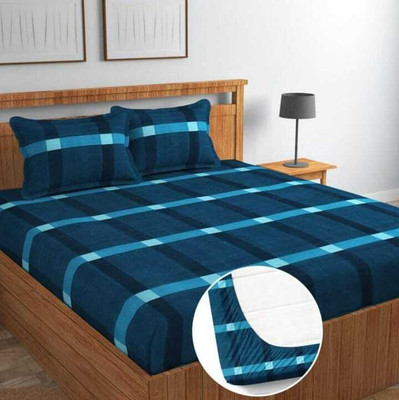 TrueBuy Cotton Double Fitted (Elastic) 320 TC Floral Bedsheet(Pack of 1, Multicolor)