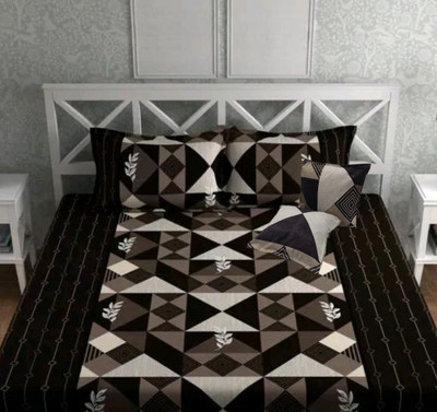 Decent Home Cotton Queen Flat 240 TC Floral Bedsheet(Pack of 1, Beige)