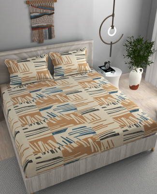 STAR TEX 180 TC Microfiber Double Abstract Flat Bedsheet(Pack of 1, Grey)