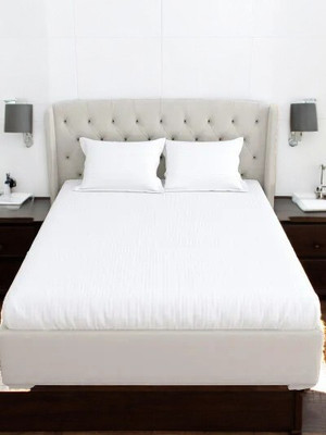 Comfolust 400 TC Cotton King Solid Fitted (Elastic) Bedsheet(Pack of 1, White)