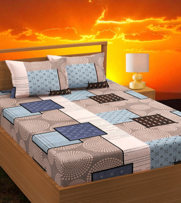 viraj 250 TC Cotton Double Abstract Flat Bedsheet(Pack of 1, Multicolor)