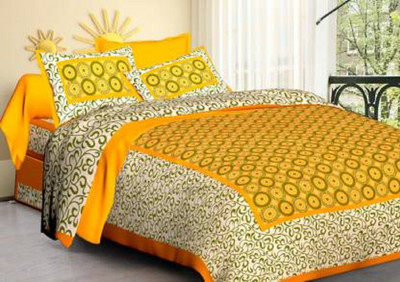Habib 144 TC Cotton Double Printed Flat Bedsheet(Pack of 1, Multicolor)