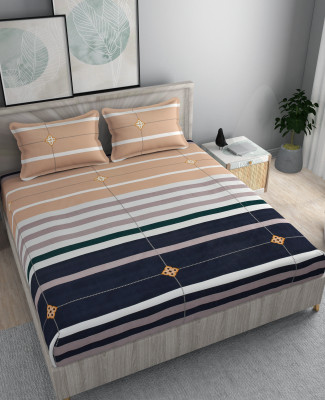 Damac 200 TC Microfiber Queen Abstract Fitted (Elastic) Bedsheet(Pack of 1, Multicolor)