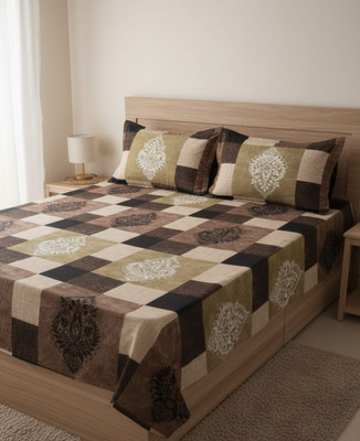 GHYT Cotton, Cotton Blend Queen, Double Flat 180 TC Printed Bedsheet(Pack of 1, Multicolor)