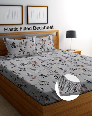 HIYANSHI HOME FURNISHING 130 TC Microfiber King 3D Printed Fitted (Elastic) Bedsheet(Pack of 1, Multicolor)