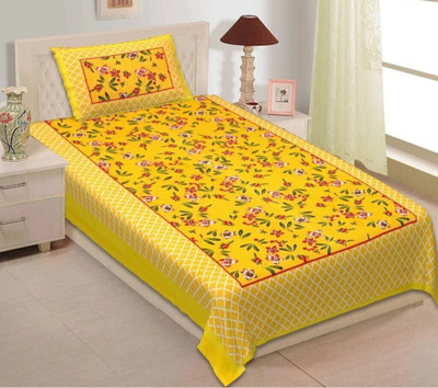 KAANY FAB Cotton Single Flat 144 TC Jaipuri Prints Bedsheet(Pack of 1, Multicolor)