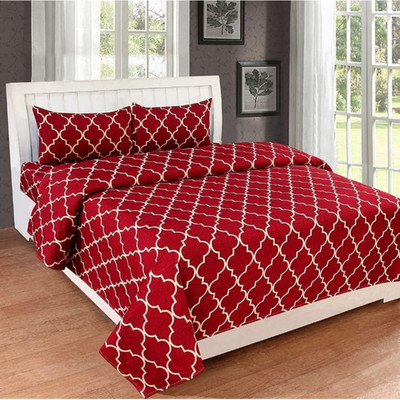 Loomfold 200 TC Polycotton Single Abstract Flat Bedsheet(Pack of 1, redox)