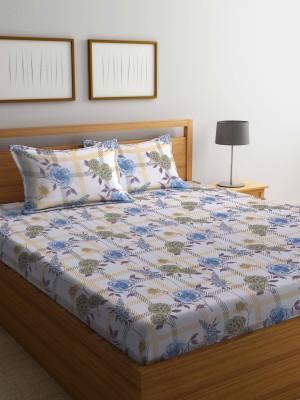 Bombay Dyeing 144 TC Cotton King Abstract Flat Bedsheet(Pack of 1, Blue)