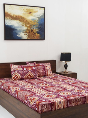 Steve and Anderson Microfiber Double Flat 160 TC Floral 1 Bedsheet with 2 Pillow Covers(Coffee Brown)