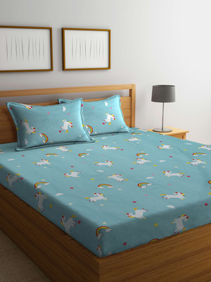 Klotthe Cotton King Flat 210 TC Printed Bedsheet(Pack of 1, Multicolor)