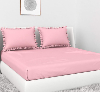 BEVI Microfiber Double Flat 300 TC Solid Bedsheet(Pack of 1, Onion)