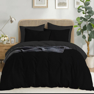 Lovepure India Cotton Double Flat 220 TC Self Design Bedsheet(Pack of 1, Black)