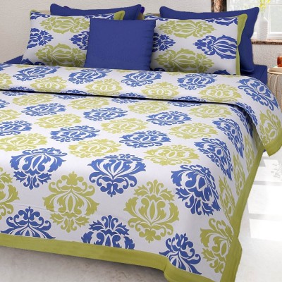 Dmlpbp 144 TC Cotton King Floral Flat Bedsheet(Pack of 1, Light Blue)