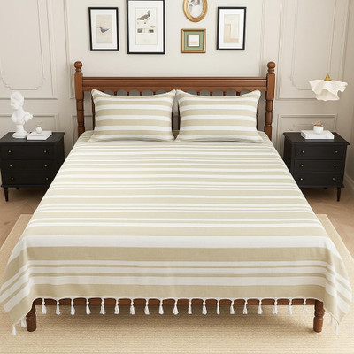 Varde Cotton Double Flat 210 TC Striped Bedsheet(Pack of 1, Hampton)