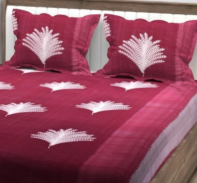 ROOMSTYLE 230 TC Cotton Single Floral Fitted (Elastic) Bedsheet(Pack of 1, White)