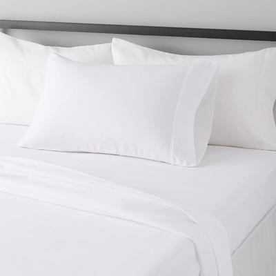 HOMIEE 144 TC Cotton Single Solid Flat Bedsheet(Pack of 1, White)