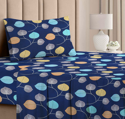 VAS COLLECTIONS Microfiber Single Flat 160 TC Printed Bedsheet(Pack of 1, MULTI -BLUE)