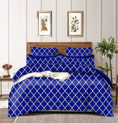 CLOVIS KRAFTS 240 TC Microfiber King Abstract Fitted (Elastic) Bedsheet(Pack of 1, Blue)
