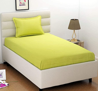 MAYSHA CREATIONS Cotton Single Flat 210 TC Striped Bedsheet(Pack of 1, Green)