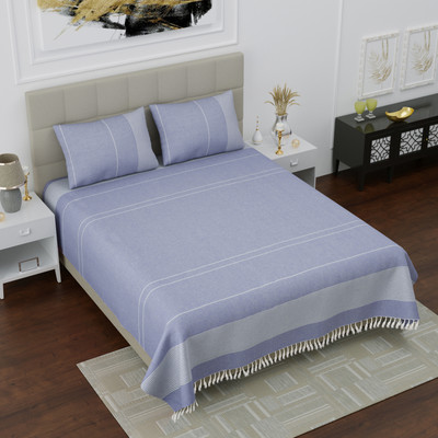 Flipkart SmartBuy 180 TC Cotton King Self Design Flat Bedsheet(Pack of 1, Blue)