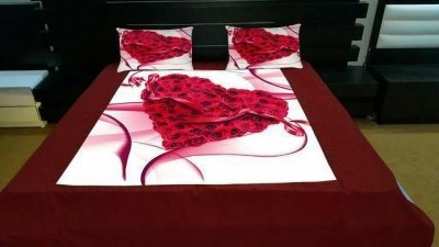 Ishantex World 180 TC Velvet Double 3D Printed Flat Bedsheet(Pack of 1, Multicolor)