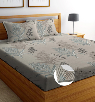 Decorum Cotton Double, King Fitted (Elastic) 160 TC Printed Bedsheet(Pack of 1, PREMIUM, FITTED BEDSHEET)