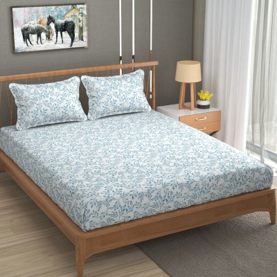 BELEZA FURNISHING 220 TC Polycotton, Cotton Double Floral Fitted (Elastic) Bedsheet(Pack of 1, 11TAJ)