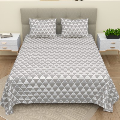 BELLA CASA 220 TC Cotton King Printed Flat Bedsheet(Pack of 1, Grey)