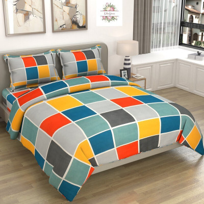 COZYCRADLE Cotton Double Flat 240 TC Printed Bedsheet(Pack of 1, Multicolor)