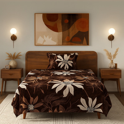SCHp Woolen, Velvet Single Flat 240 TC Printed Bedsheet(Pack of 1, B_14)