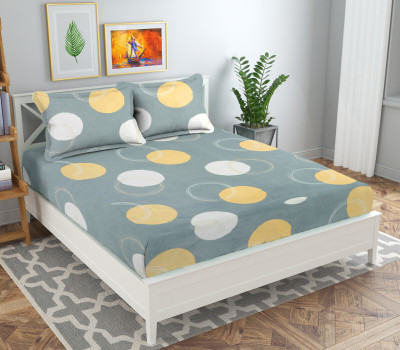 VAS COLLECTIONS Microfiber Double Flat 160 TC Printed Bedsheet(Pack of 1, Light Grey)