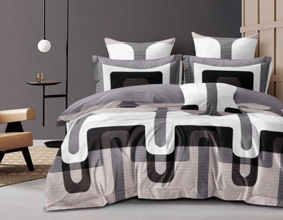 VIRIDIAN DÉCOR Cotton King Fitted (Elastic) 210 TC Printed Bedsheet(Pack of 1, Multicolor)