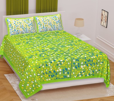 NAIWAL FASHION 160 TC Cotton Double Printed Flat Bedsheet(Pack of 1, Green)